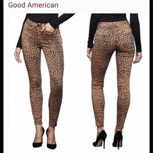 Good American Leopard Print Good Waist Jeans - High Rise Skinny Leopard Jeans -